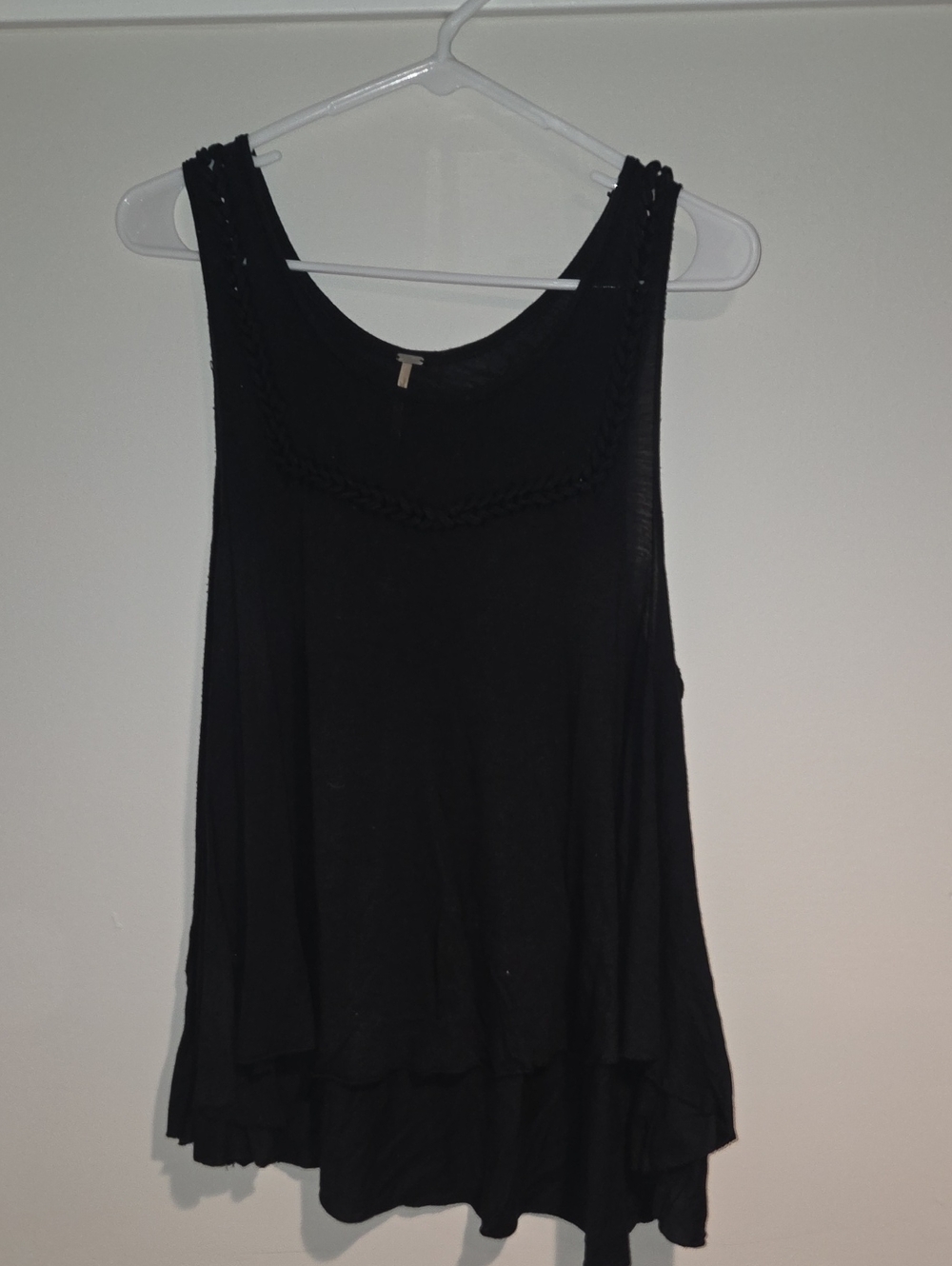 Free People Black Sleeveless Tank with Braided Scoop Neck